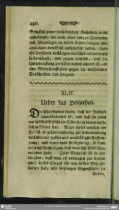 XLIV. Ueber das Heirathen