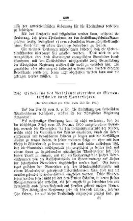 Ertheilung des Religionsunterrichts an Elementarschulen durch Wanderlehrer : [V. Elementarschulwesen]