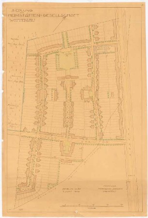 Siedlungsplan der Heimstättengesellschaft Primus Wittenau, Berlin-Reinickendorf: Lageplan 1:1000