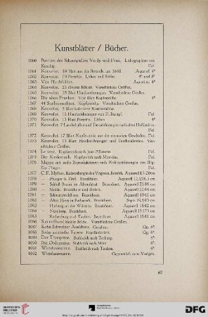 Kunstblätter/Bücher (Nr. 1060-1154)