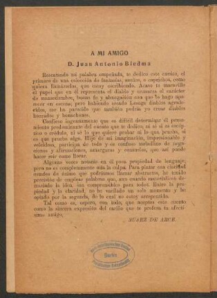 [Dedicatoria] A mi amigo D. Juan Antonio Biedma