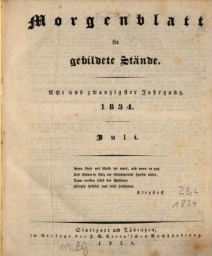 Morgenblatt für gebildete Stände. 28,2. 1834