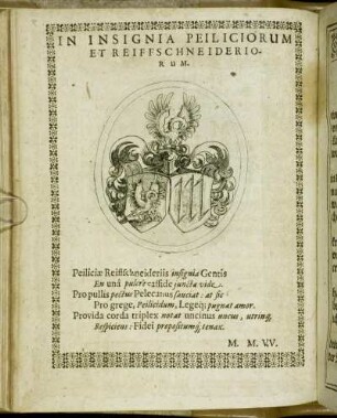 In Insignia Peiliciorum Et Reiffschneidericorum.
