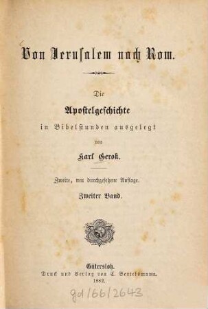 Von Jerusalem nach Rom : die Apostelgeschichte in Bibelstunden ausgelegt, 2