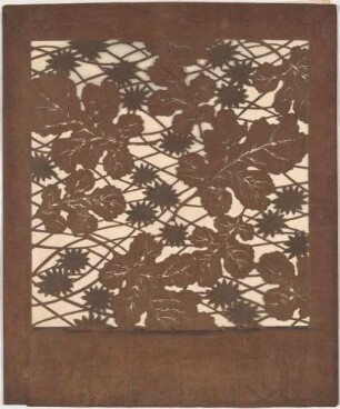 Katagami - Blätter, Blüten und japanischen Pampagras