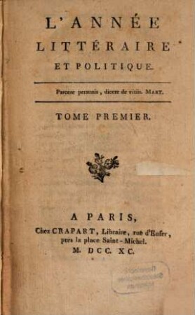 L' année littéraire et politique. 1790,1, 1790,1