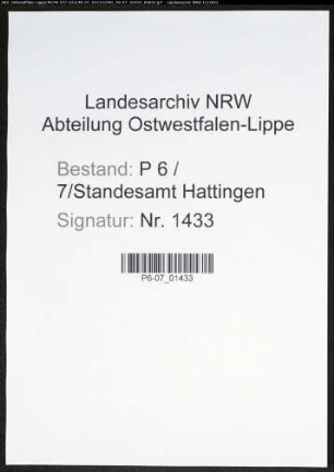Heiratsregister Standesamt Hattingen