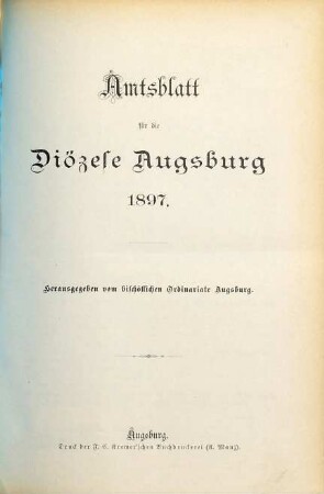 Amtsblatt für die Diözese Augsburg. 1897