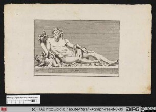 Darstellung des Tiber mit Füllhorn, Wolf, Romulus und Remus, nach einer antiken Statue.