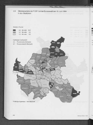 4.9 Stimmenanteile der F.D.P. bei der Europawahl am 12. Juni 1994 in den Stadtteilen