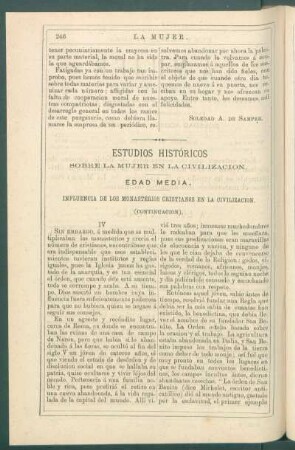 Estudios históricos sobre la mujer en la civilización. - Edad Medía. : [Capítulo] IV. - Influencia de los monasterios cristianos en la civilización. - (Continuación).