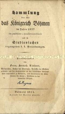 Verordnungen für das Königreich Böhmen. 1827