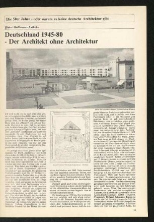 Deutschland 1945-80 - Der Architektur ohne Architektur