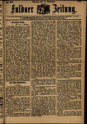 Ausgabe vom Montag, den 14. November 1887.