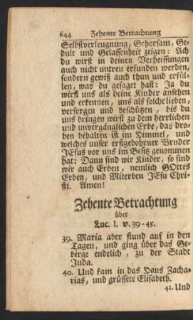 Zehente Betrachtung