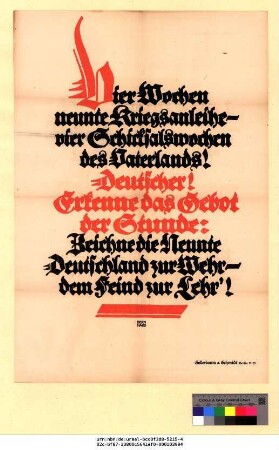 Originaltitel: Vier Wochen neunte Kriegsanleihe - vier Schicksalswochen des Vaterlands!