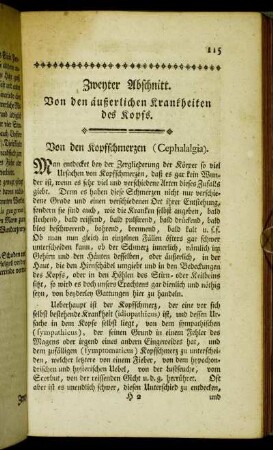 Zweyter Abschnitt. Von den äußerlichen Krankheiten des Kopfs