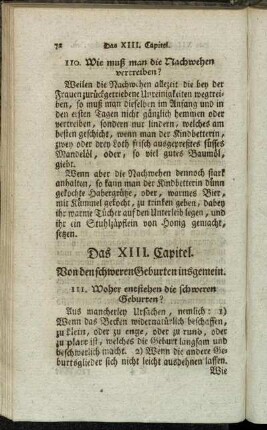 Das XIII. Capitel. Von den schweren Geburten insgemein.