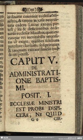 Caput V. De Administratione Baptismi