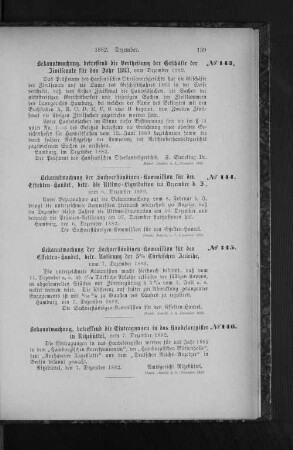 No. 146. Bekanntmachung, betreffend die Eintragungen in das Handelsregister in Ritzebüttel, vom 7. Dezember 1882.