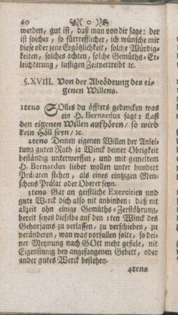 §. XVIII. Von der Abtödtung des eigenen Willens.