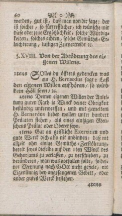 §. XVIII. Von der Abtödtung des eigenen Willens.