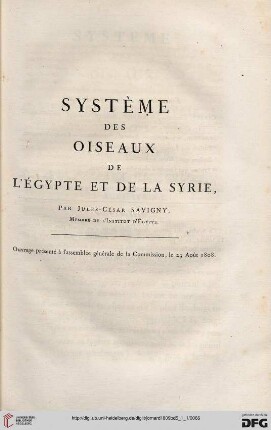 Système des oiseaux de l'Égypte et de la Syrie