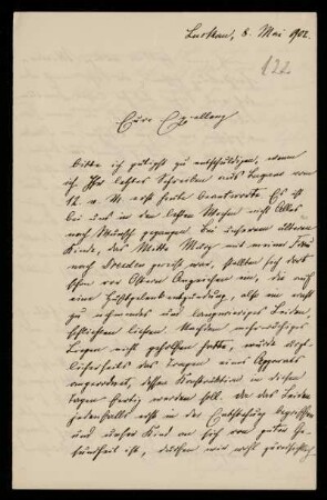 122: Brief von Friedrich Ritgen an Gottlieb Planck, Luckau (Landkreis Dahme-Spreewald), 8.5.1902