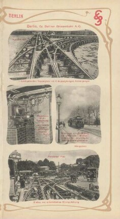 Berlin, Gr. Berliner Strassenbahn A.G. ; Kanalwechsel. 1 durchgehendes Doppelgleis mit 2 doppelgleisigen Abzweigungen ; Königsplatz ; Potsdamer Platz. Einbau der unterirdischen Stromzuführung