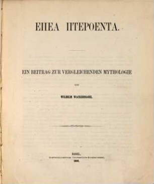 Epea pteroenta : Ein Beitrag zur vergleichenden Mythologie