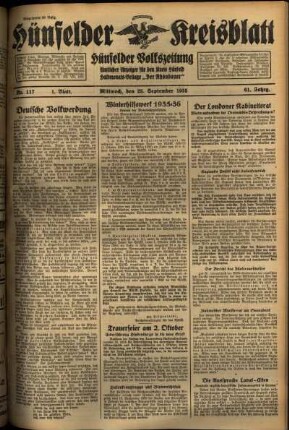 Erste Ausgabe vom Mittwoch, den 25. September 1935.
