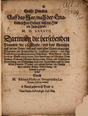 Grosse Praktica auf das Jar 1587
