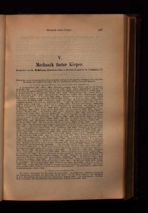V. Mechanik fester Körper.