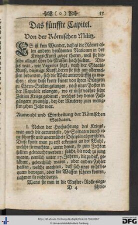 Das fünffte Capitel. Von der Römischen Militz.