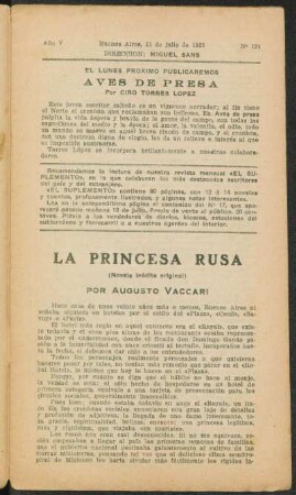 1921005191: La princesa rusa : (novela inédita original)