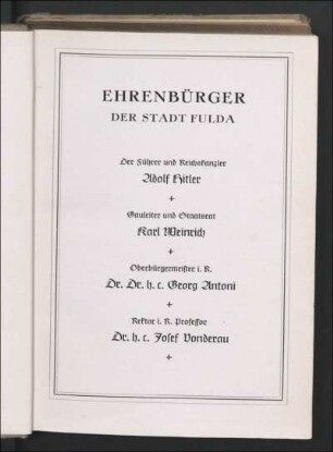 Ehrenbürger der Stadt Fulda