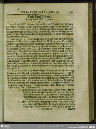 Feria Petri & Pauli. Evang. Matth. XVI. v. 13 - 19.