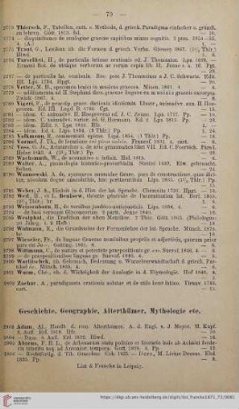 Geschichte, Geographie, Alterthümer, Mythologie etc (Nr. 2803 - 3609)