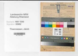 Entnazifizierung Jakob Thoennessen , geb. 26.12.1888 (Kaufmann)