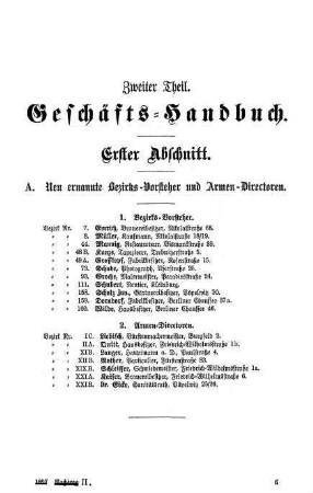 Zweiter Theil. Geschäfts-Handbuch. Erster Abschnitt.
