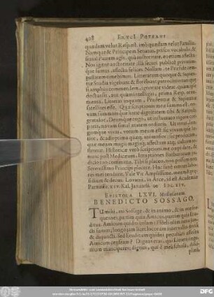 Epistola LXVI. Mediolanum. Benedicto Sossago.
