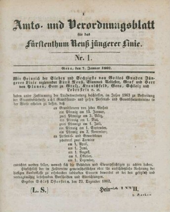 7. Januar-30. December = No. 1-52