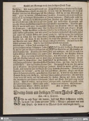 [Evangelium und Epistel am heiligen Neuen Jahrs-Tage]