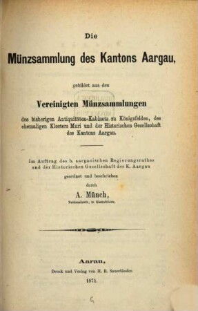Argovia : Jahresschrift der Historischen Gesellschaft des Kantons Aargau. 7. 1871