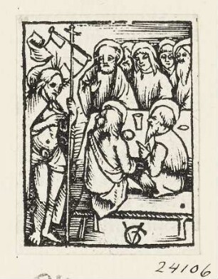 Auferstandener Jesus erscheint den versammelten Jüngern, Blatt 28 aus: "Postilla Guillermi super Epistolas et Euangelia", Basel 1515
