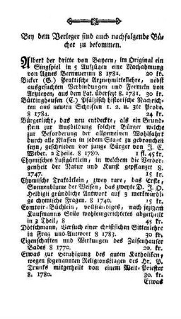 Bey dem Verleger sind auch nachfolgende Bücher zu bekommen.