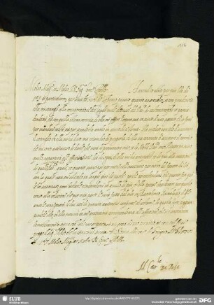 Brief des Cardinale di Pisa [mutmaßlich Carlo Antonio Dal Pozzo (1547–1607)]