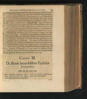 Caput III. De Bonis immobilibus Ecclesiae Temporalibus.