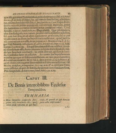 Caput III. De Bonis immobilibus Ecclesiae Temporalibus.