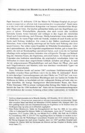 Mittelalterliche Hospitäler im Einzugsgebiet der Saar
